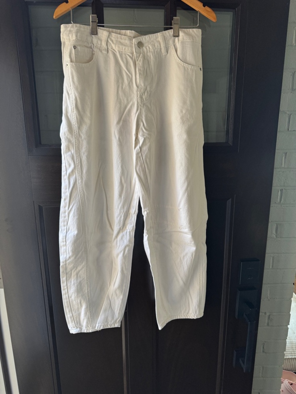 Men's White Casual Straight-Leg Pants
